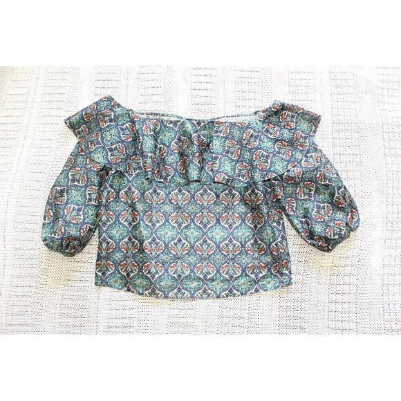 Anthropologie Sachin & Babi Musette Floral Blouse Size large off shoulder Top - Picture 9 of 12